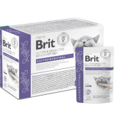 Мокра храна за котки Brit Grain & Gluten-Free VD Cat Pouch fillets in Gravy Gastrointestinal подходящ като помощ при лечение на храносмилателни разстройства,агнешко филе в сос грейви